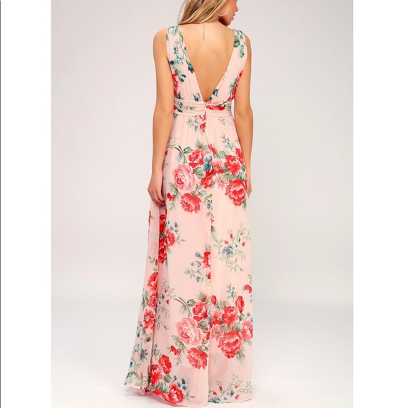 Lulu’s Garden Meandering Blush Floral Print Maxi Dress - Picture 2 of 5